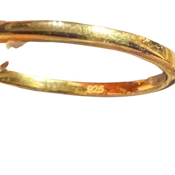 Diamond Sterling Silver 14k yellow Gold plated  Circle Ring - Picture 3 of 8